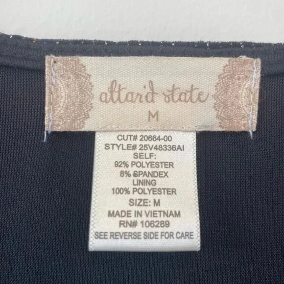 Altar'd State Shimmering Black Stretch Velvet Long Sleeve Mini Dress - Picture 6 of 7